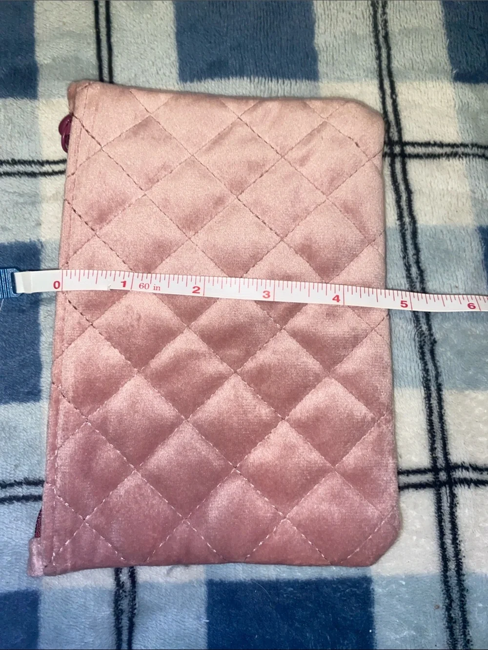 ipsy Quilted Pink Velvet Cosmetic Pouch